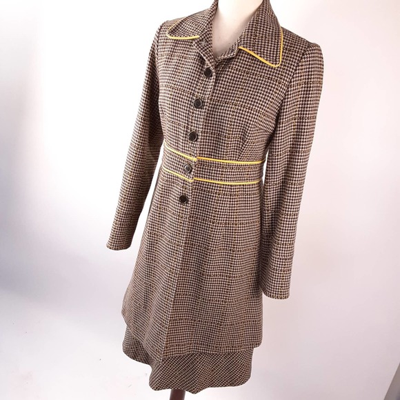 Liquid Jackets & Coats Liquid Ny Vintage Brown Yellow Herringbone